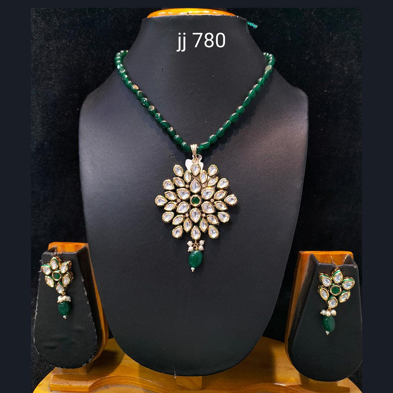 Jain Jewellers Gold Plated Kundan Stone Necklace Set - 11062049