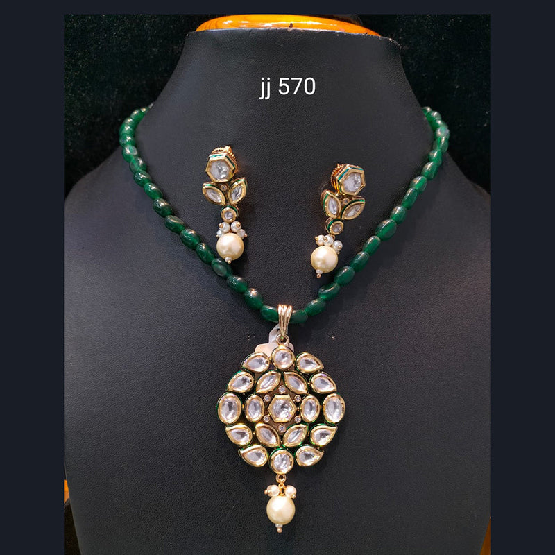 Jain Jewellers Gold Plated Kundan Stone Necklace Set - 11062050