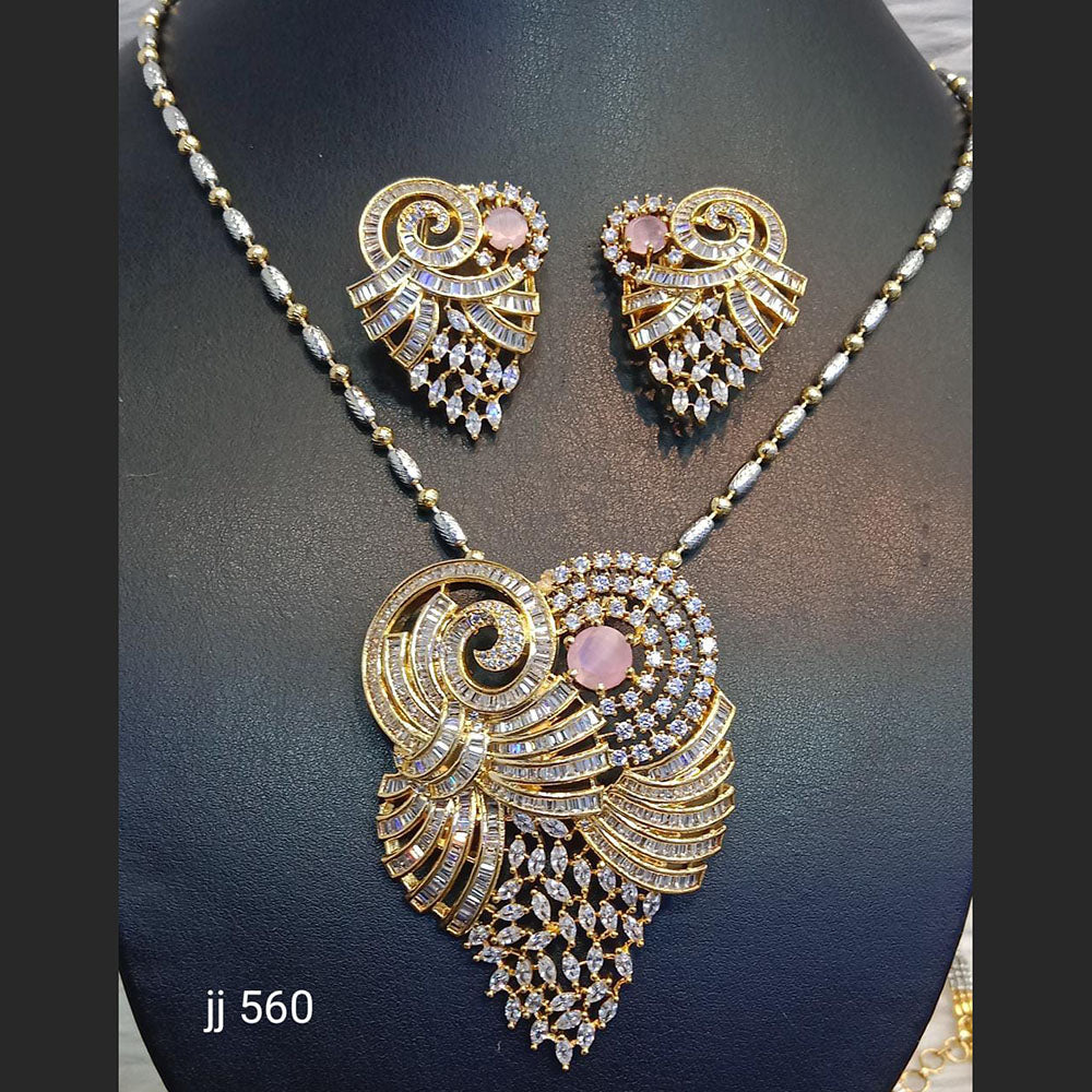 Gold Plated American Diamond Necklace Set - 11062141