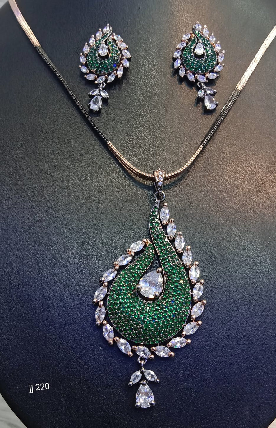 Jain Jewellers American Diamond Pendant Set - 11062316