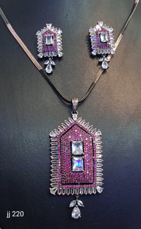 Jain Jewellers American Diamond Pendant Set - 11062317