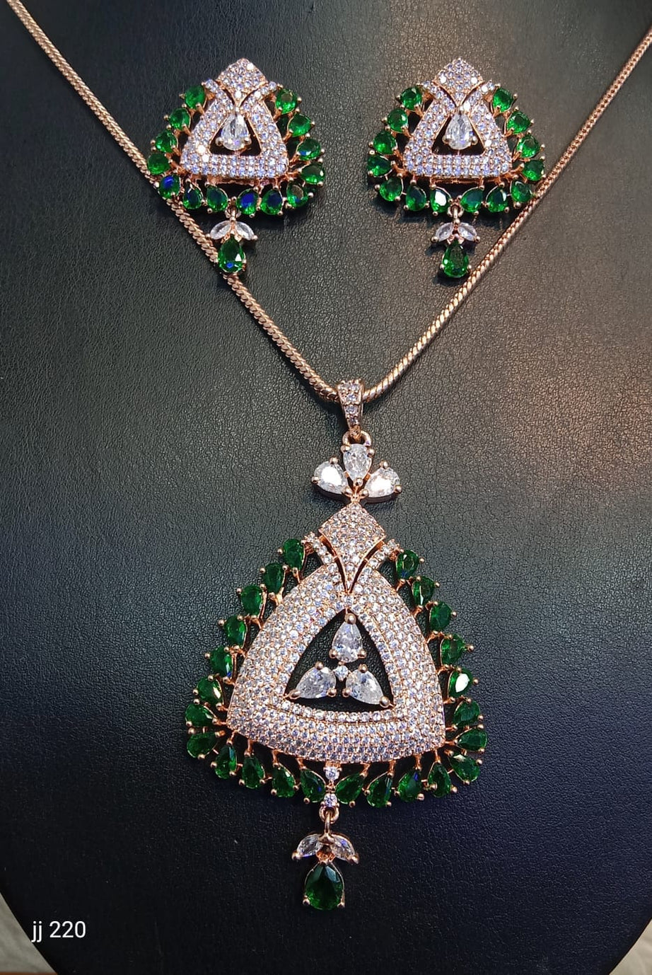 Jain Jewellers American Diamond Pendant Set - 11062321