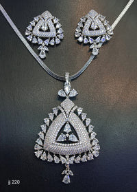 Jain Jewellers American Diamond Pendant Set - 11062322