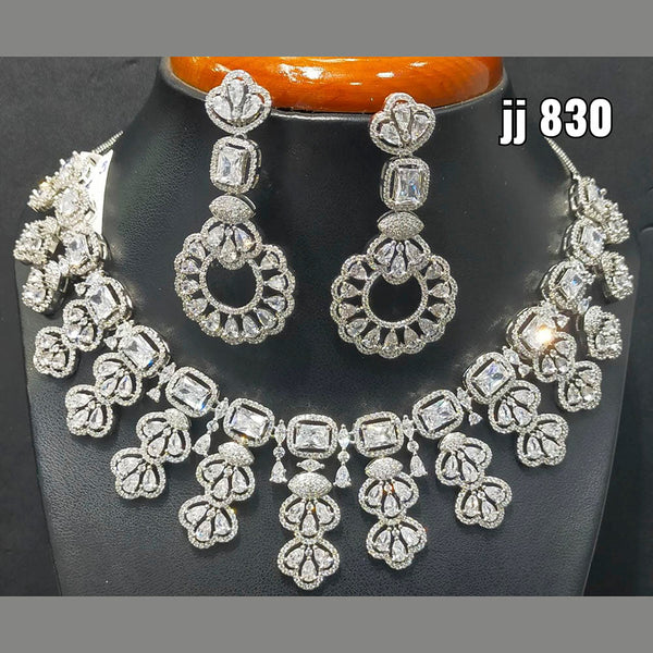 Jain Jewellers American Diamond Necklace Set - 11062450