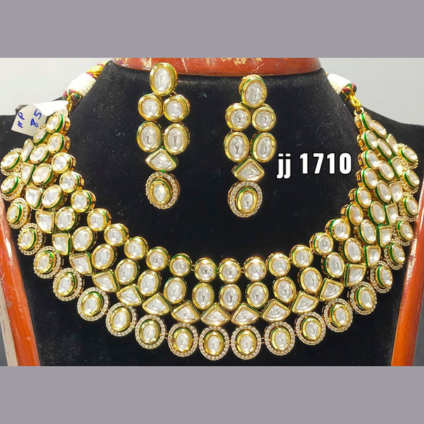 Jain Jewellers Gold Plated Kundan Stone Necklace Set