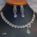 Jain Jewellers Gold Plated American Diamond Necklace Set - 11062648