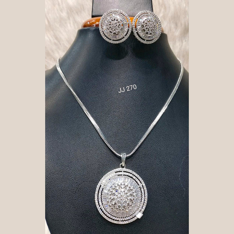 Jain Jewellers American Diamond Pendant Set - 11062765