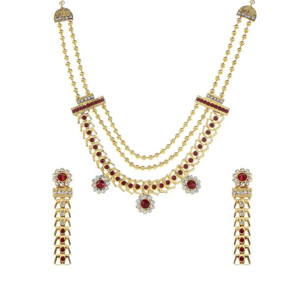 Soha Fashion Austrian Stone Gold Plated Traditional Necklace Set