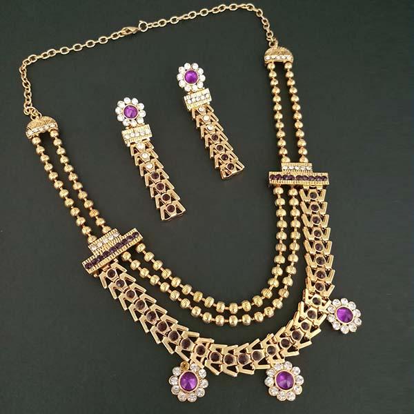 Tip Top Fashions Stone Gold Plated Traditional Necklace Set - 1106303C