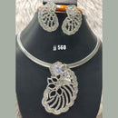 Jain Jewellers Silver Plated AD Stone Pendant Set