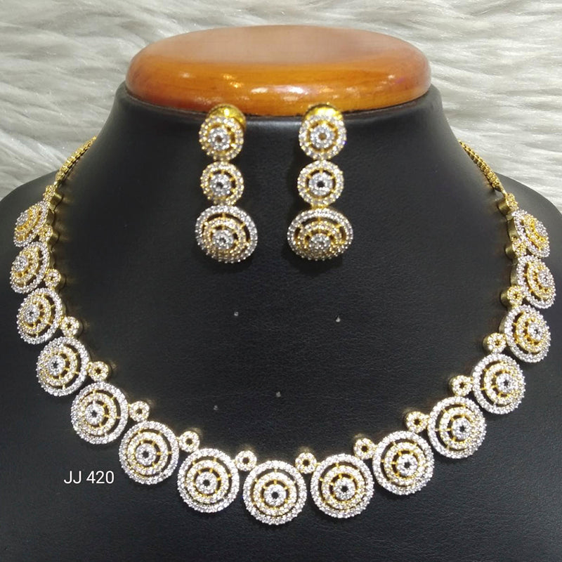 Jain Jewellers Gold Plated American Diamond Necklace Set