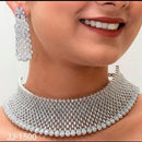 Jain Jewellers Silver Plated AD Stone Necklace Set
