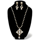 Kriaa Gold Plated White Glass Stone Necklace Set - 1106405B