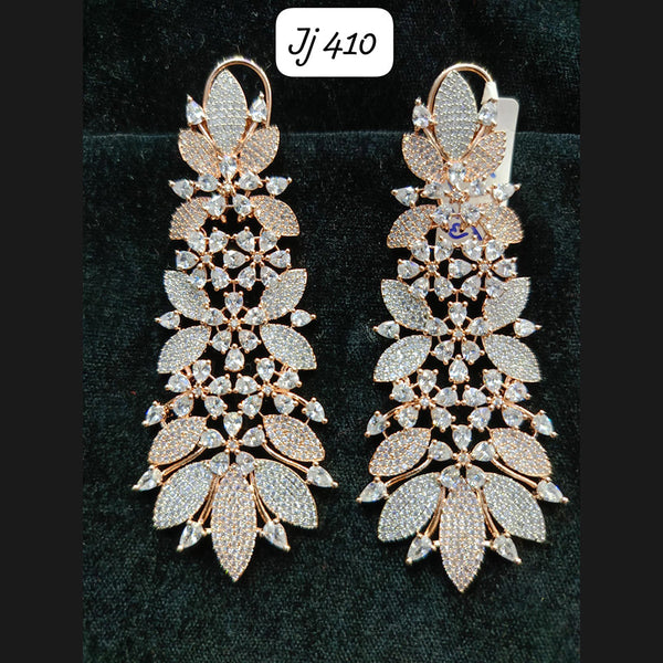 Jain Jewellers Rose Gold Plated Ad Stone Dangler Earrings