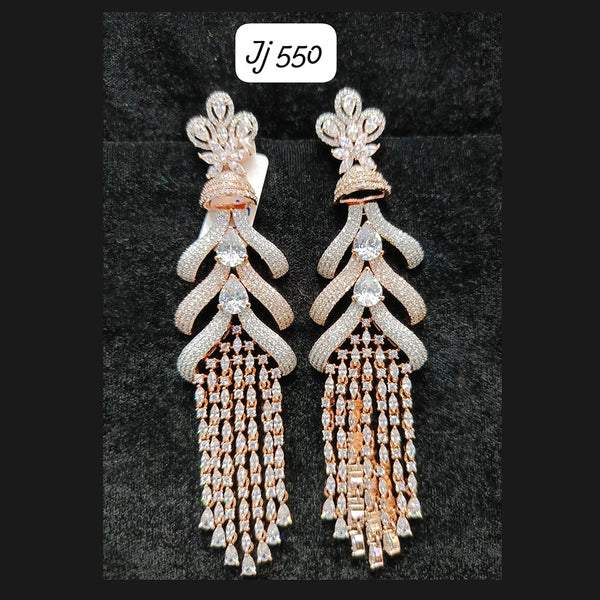 Jain Jewellers Rose Gold Plated Ad Stone Dangler Earrings