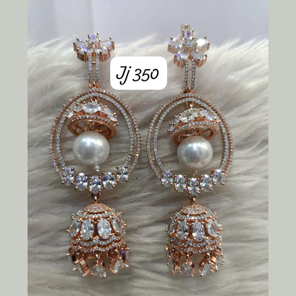 Jain Jewellers Rose Gold Plated Ad Stone Dangler Earrings