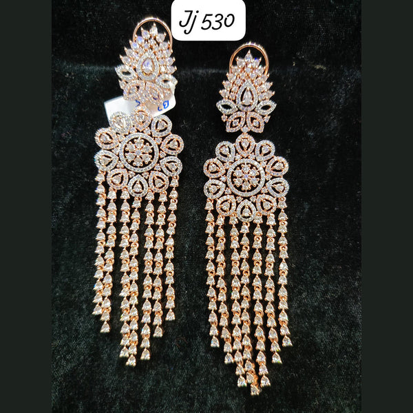 Jain Jewellers Rose Gold Plated Ad Stone Dangler Earrings