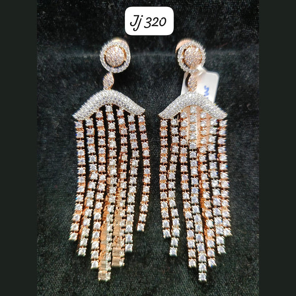 Jain Jewellers Rose Gold Plated Ad Stone Dangler Earrings