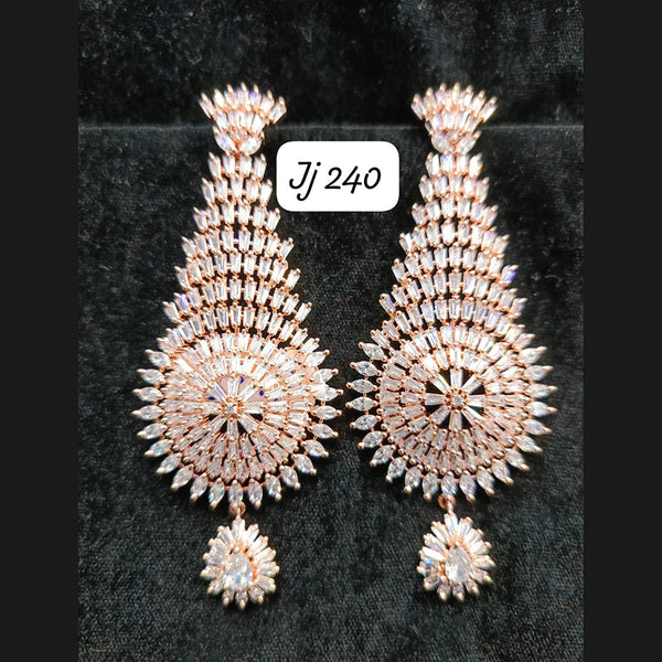 Jain Jewellers Rose Gold Plated Ad Stone Dangler Earrings
