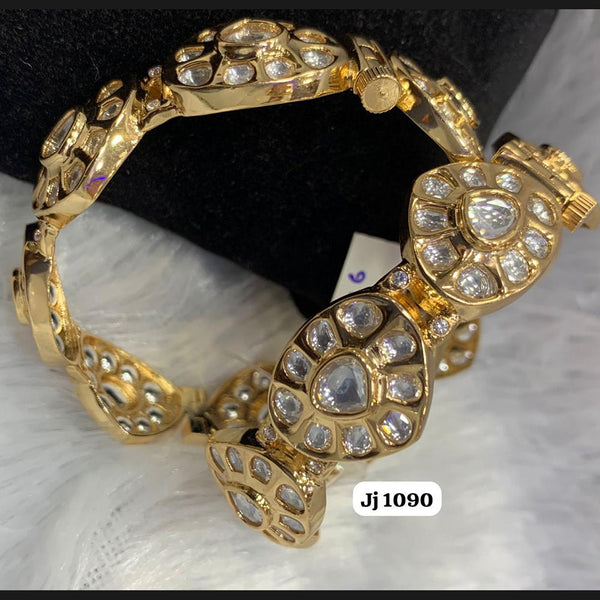 Jain Jewellers Gold Plated Kundan Stone Openable Kada