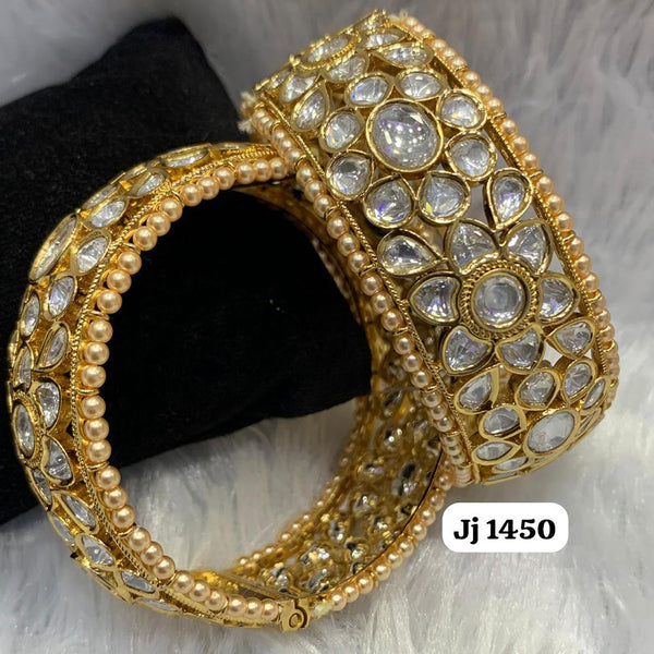 Jain Jewellers Gold Plated Kundan Stone Openable Kada