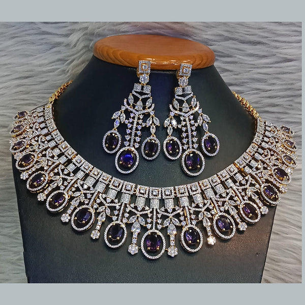 Jain Jewellers Silver Plated AD Necklace Set