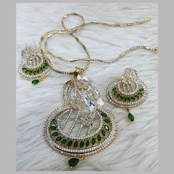Jain Jewellers Gold Plated AD Stone Chain Pendant Set