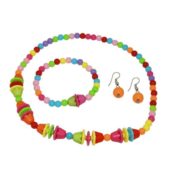 Tip Top Fashions Multicolour Beads Necklace Set With Bracelet - 1106711