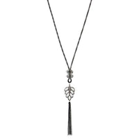 Urthn Crystal Stone Black Oxidised Plated Statement Necklace - 1106821B
