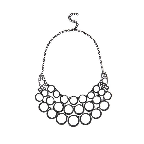 Urthn Black Oxidised Plated Statement Necklace - 1107005