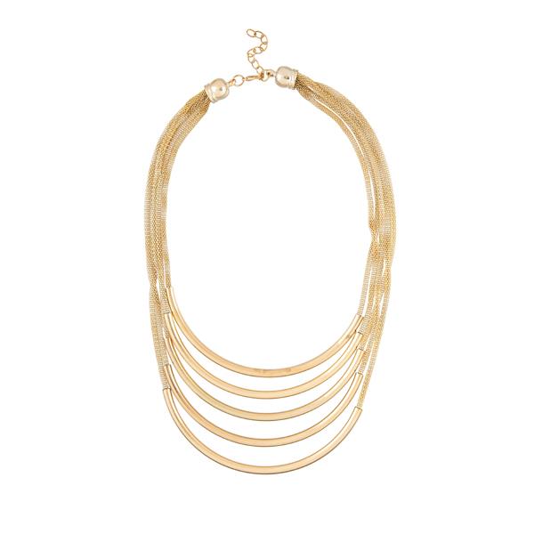 Urthn Gold Plated Multi Layer Chain Statement Necklace - 1107010