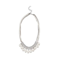 Urthn White Pearl Rhodium Plated Statement Necklace - 1107012B