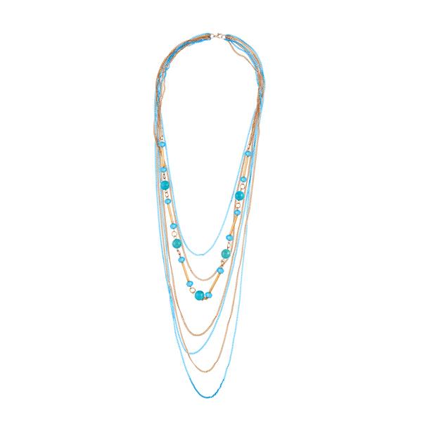Urthn Beads Multi Layer Chain Gold Plated Fusion Necklace - 1107019
