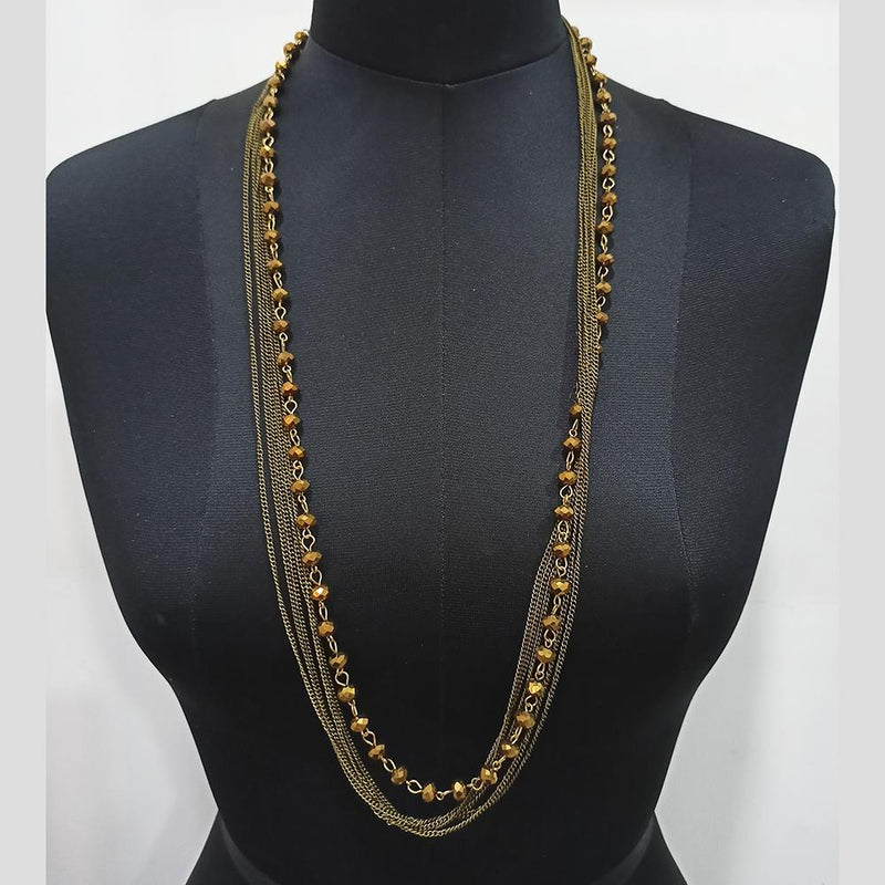 Urthn Gold Plated Brown Beads Fashion Necklace - 1107027C