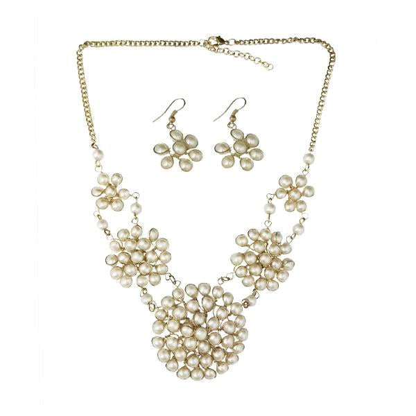 Urthn Gold Plated White Pearl Statement Necklace