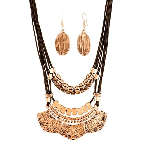 Urthn Antique Gold Plated Statement Necklace Set - 1107409B