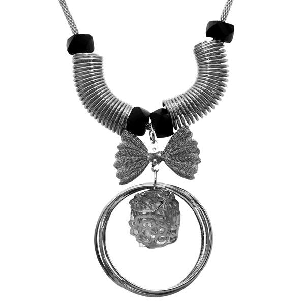 Urthn Rhodium Plated Glass Stone Statement Necklace - 1107715C