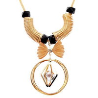 Urthn Rose Gold Plated Glass Stone Statement Necklace - 1107716B