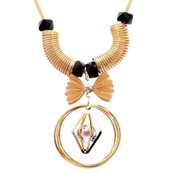 Urthn Rose Gold Plated Glass Stone Statement Necklace - 1107716B