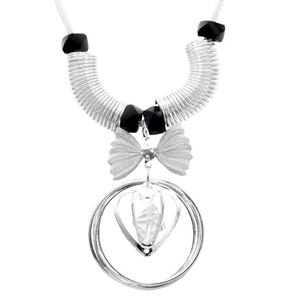 Urthn Silver Plated Glass Stone Statement Necklace - 1107718A