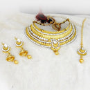 Amina Creation Gold Plated Choker Necklace Set With Maang Tikka - 1107914B
