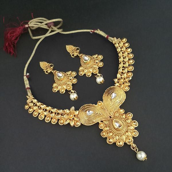 Utkrishtt White Kundan Stone Gold Plated Necklace Set - 1107956
