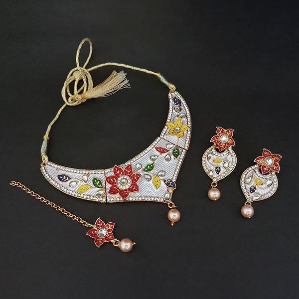 Kriaa Multi Meenakari Gold Plated Necklace Set With Maang Tikka