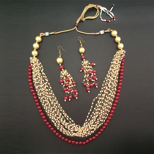 Utkrishtt Maroon Pearl Copper Necklace Set - 1108338