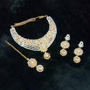 Kriaa Austrian Stone Gold Plated Necklace Set With Maang Tikka - 1108524