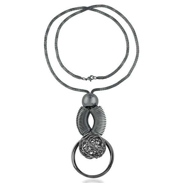 Urthn Black Oxidised Statement Necklace - 1108816