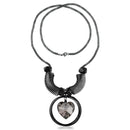 Urthn Heart Shape Stone Oxidised Statement Necklace - 1108822