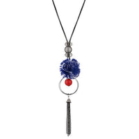 Urthn Oxidised Plated Blue Thread Fusion Necklace - 1108828A