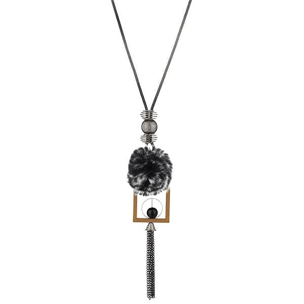 Urthn Oxidised Plated Black Thread Fusion Necklace - 1108830C