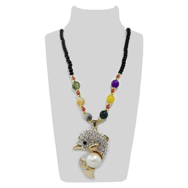 Urthn Gold Plated Multicolor Beads Dolphin Design Necklace Set - 1108922